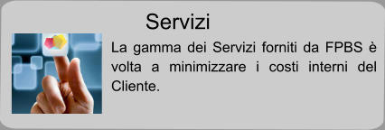 Servizi La gamma dei Servizi forniti da FPBS è volta a minimizzare i costi interni del Cliente.